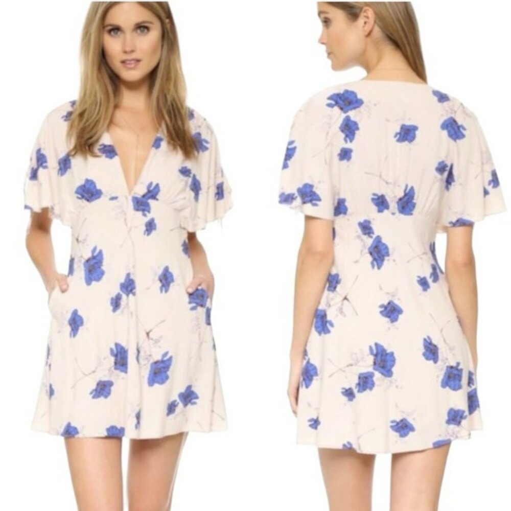 Free People Drapey Melanie MIDI Dress in Pearl Combo OB476318 Size 10 Boho